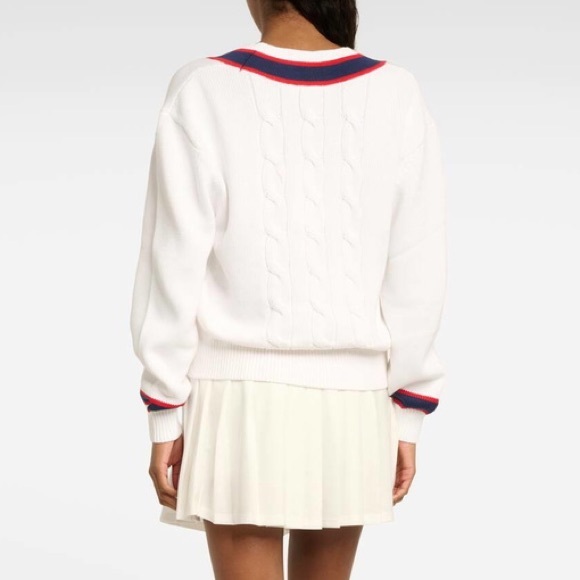 The Upside Cable Knit Varsity Sweater, Old Money, Preppy, Tenniscore, Size M - Picture 3 of 16